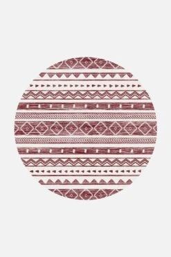 Ikat Maroon Teppich(Ikat Maroon Teppich) -Wohn Teppich Welt 0102 IkatMaroon Rund Front