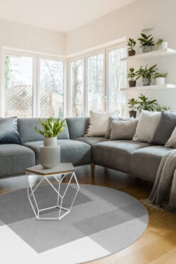 Tula Grau Teppich(Tula Grau Teppich) -Wohn Teppich Welt 0119 TulaGrau Rund Room