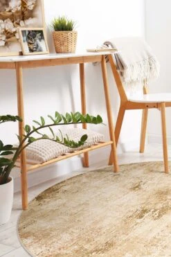 Asche Sand Teppich(Asche Sand Teppich) -Wohn Teppich Welt 0193 AscheSand Room Rund