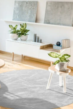 Thassos Grau Teppich(Thassos Grau Teppich) -Wohn Teppich Welt 0257 ThassosGrau Rund Room