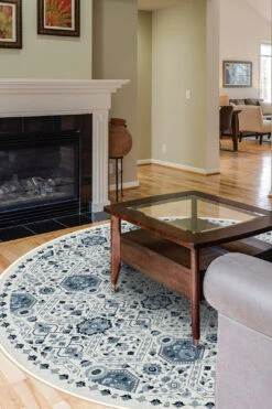 Hangi Blau Teppich(Hangi Blau Teppich) -Wohn Teppich Welt 0307 HangiBlau Rund Room