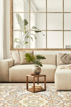 Flora Beige Teppich(Flora Beige Teppich) -Wohn Teppich Welt 0342 FloraBeige Quadrat Room