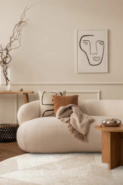 Sandra Beige Teppich(Sandra Beige Teppich) -Wohn Teppich Welt 0353 SandraBeige Rund Room