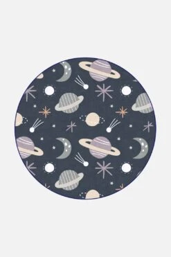 Weltraum Planeten Teppich(Weltraum Planeten Teppich) -Wohn Teppich Welt 0373 WeltraumPlaneten Rund Front