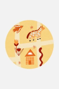 Zauberland Gelb Teppich(Zauberland Gelb Teppich) -Wohn Teppich Welt 0378 ZauberlandGelb Rund Front