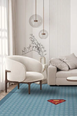 Superman™ Gitter Blau Teppich(Superman Gitter Blau Teppich) -Wohn Teppich Welt 0574 Superman Gitter Blau Shopify Room