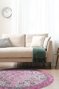 Alena Pink Teppich(Alena Pink Teppich) -Wohn Teppich Welt 315 AlenaPink rund Room